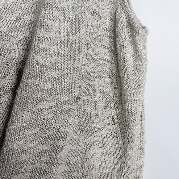 Helmut Lang P Light Heather Gray Silk Open Knit Tank Top Scoop Neck Curved Hem - Picture 6 of 10